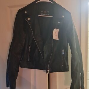 Women's Black Leather Biker Jacket